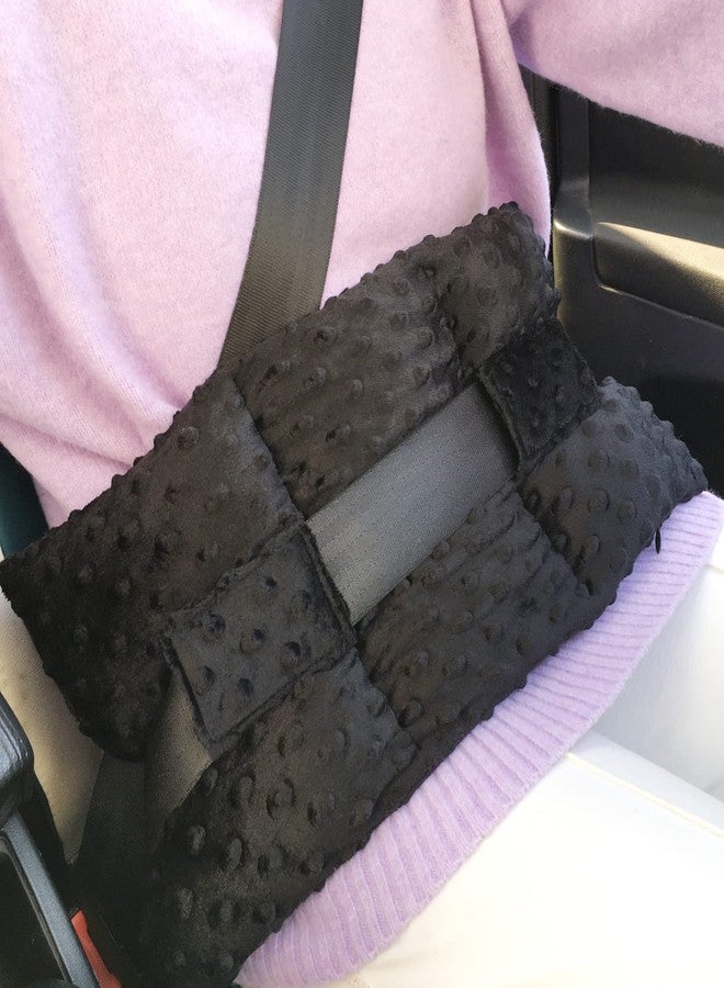BNRendles Ostomy Seatbelt Pillow, Ostomy Driving Protector, Stoma Shiled Ileostomy Urostomy Riding Guard, No Squeezing, Ostomate Must Have Supplies, Minky Dot Black - Image 1